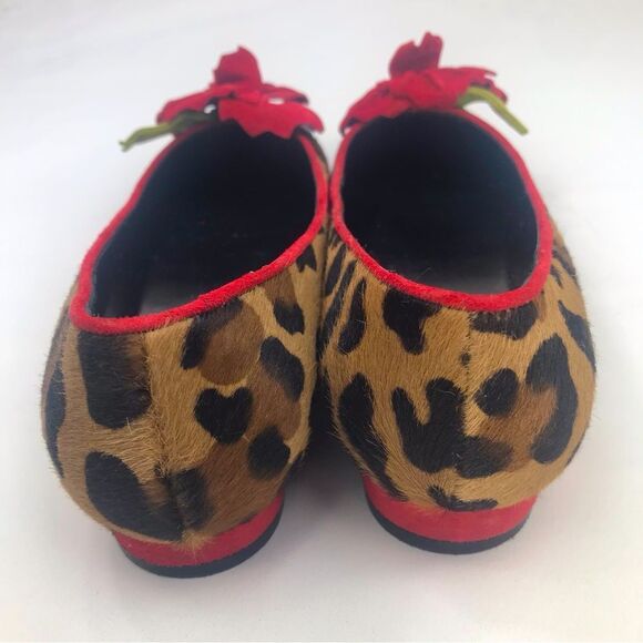 Ramon Tenza Leopard Print Flats with Red Floral Accent - Picture 12 of 16